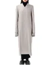 Rick Owens Museum Collarless Wrap Coat In Gray