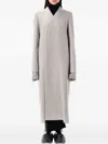 Rick Owens Museum Collarless Wrap Coat In Gray