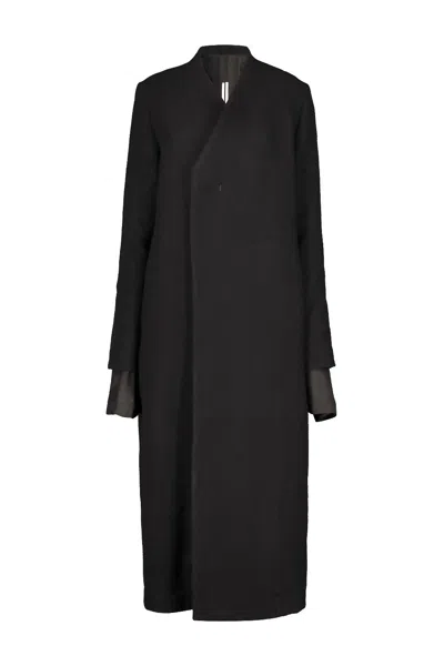 Rick Owens Museum Wool Coat In Black