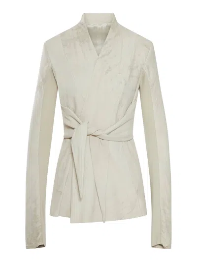 Rick Owens Nappa Blazer With Stretch Cotton Inserts In Nude & Neutrals