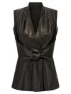 Rick Owens Nappa Leather Vest With Flared Silhouette In Black