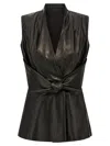 Rick Owens Nappa Leather Vest With Flared Silhouette In Black