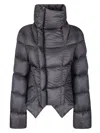 Rick Owens Short Technical Fabric Puffer Jacket With High Collar In Black