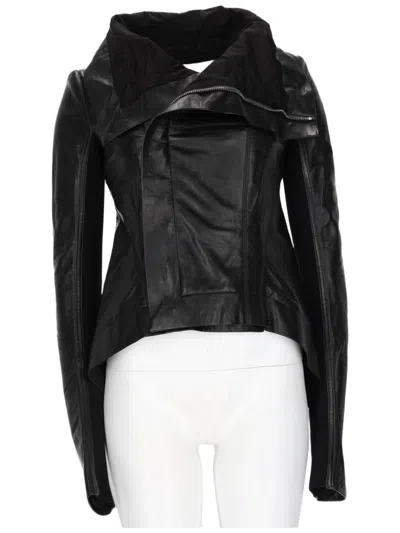 Rick Owens Naska Fitted Black Lamb Leather Biker Jacket