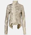 Rick Owens Naska Gary Distressed Coated Denim Jacket In Gold
