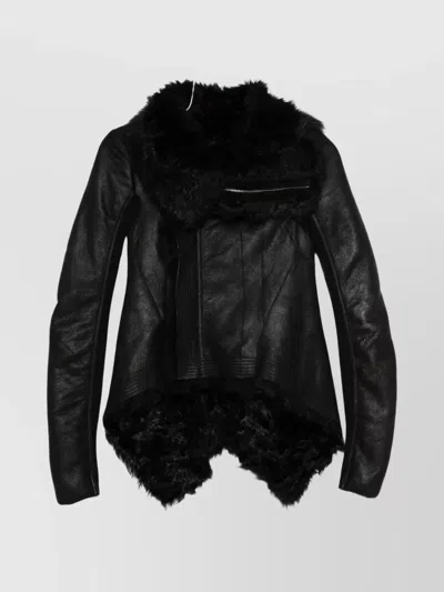 RICK OWENS NASKA HIGH NECK LEATHER JACKET