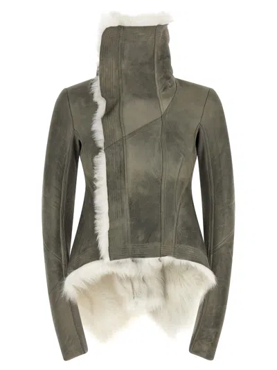 Rick Owens Naska Coat Tailored Fit Asymmetrical Hem In Gray