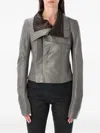 Rick Owens Biker Jacket With Long Sleeves And Collar In Gray