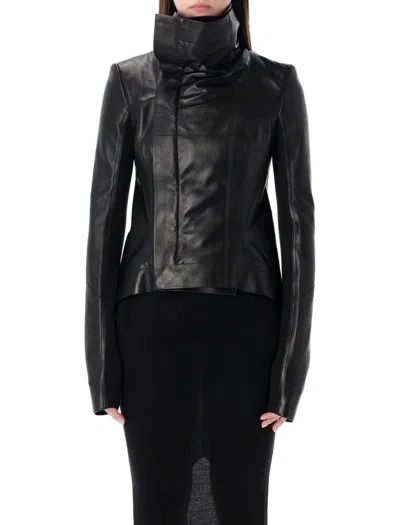 Rick Owens Naska Leather Biker Jacket In Black