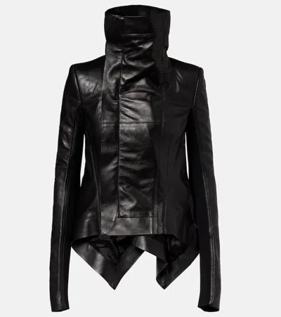 Rick Owens Naska Leather Biker Jacket In Black
