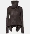 Rick Owens Naska Leather Biker Jacket In Brown