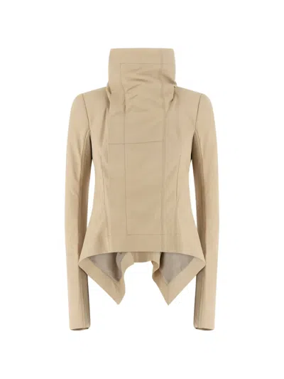 Rick Owens Naska Leather Biker Jacket In Brown