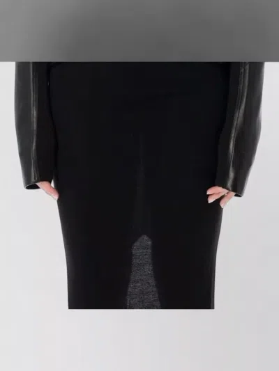 Rick Owens Naska Leather Biker Jacket Slim Sleeves In Black