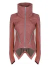 Rick Owens Asymmetric Hem Leather Jacket Pockets In Pink