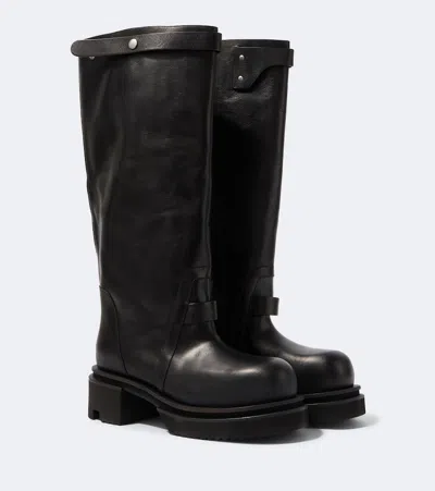 Rick Owens Naska Leather Knee-high Boots In Black