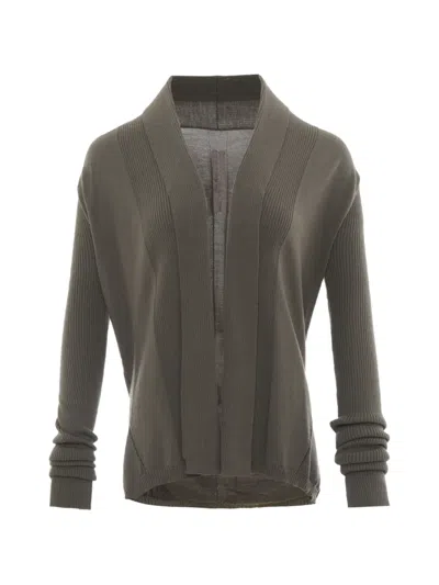 Rick Owens Naska Ribbed-knit Cardigan In Brown