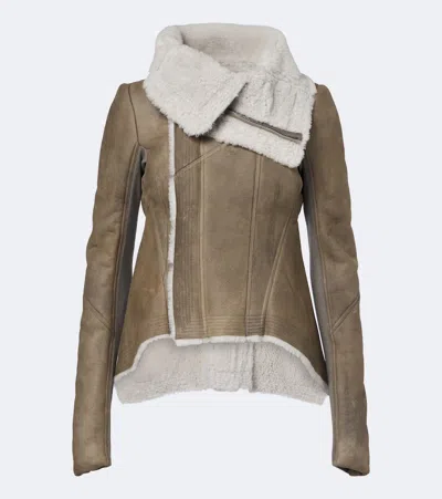 Rick Owens Naska Shearling-lined Leather Jacket In Green