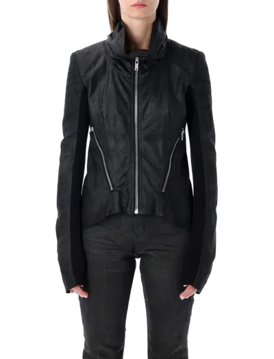 Rick Owens Tailored Leather Biker Jacket Zipper In Black