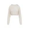Rick Owens Natural White Virgin Wool Cropped Hooded Tunic Pullover In White