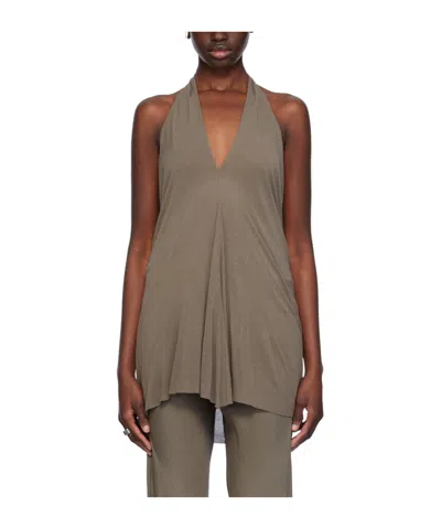 Rick Owens Gray Halter Tank Top In 34 Dust
