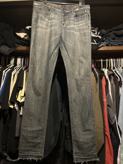 Pre-owned Rick Owens Neil Blue Detroit Cut Jeans