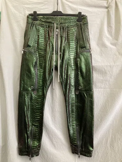 Pre-owned Rick Owens Never Worn/  Python Bauhaus Cargo Pant In Green