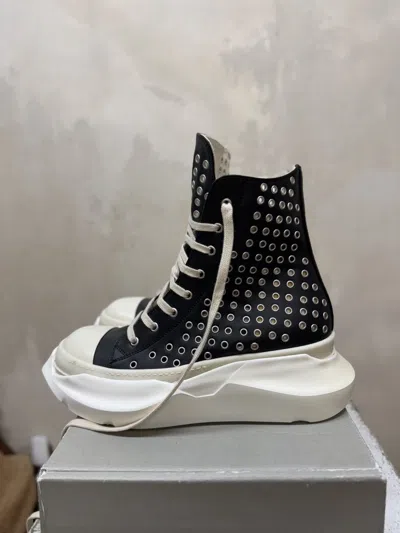 Pre-owned Rick Owens New Abstract Perforated Eyelet Ramones Drkshdw High Milk 42 Shoes In Black
