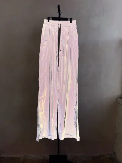 Pre-owned Rick Owens New Fw22 Reflective Bela Trousers Wide Leg Ski Pants In Silver