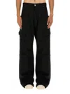 Rick Owens Stefan Flared Grain De Poudre Wool Cargo Trousers In Black
