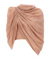 Rick Owens Draped Neutral Cotton Crew Neck Top In Nude