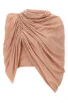 Rick Owens Draped Neutral Cotton Crew Neck Top In Pink