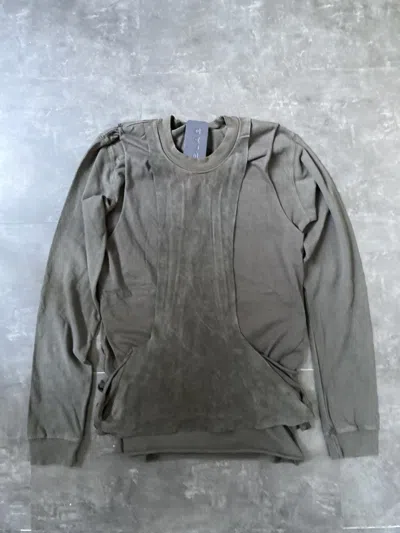 Pre-owned Rick Owens Nwt  Slab Triple Layered Leather T-shirt In Sand