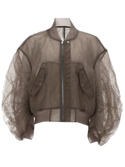 Rick Owens Nylon Bomber In Brown