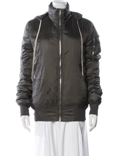 Pre-owned Rick Owens Nylon Bomber Jacket In Green