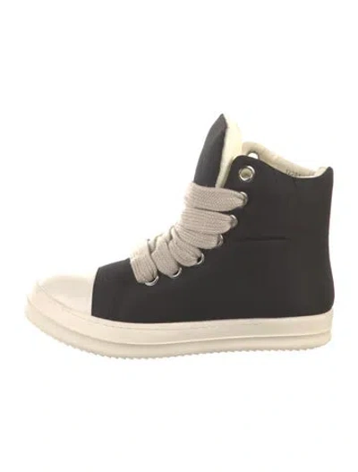 Pre-owned Rick Owens Nylon Colorblock Pattern Lace-up Boots In Black