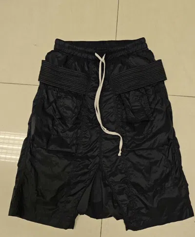 Pre-owned Rick Owens Nylon Double Loop Shorts 2408-nextarrow In Black