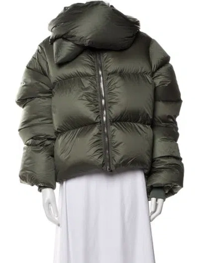 Pre-owned Rick Owens Nylon Down Coat In Green