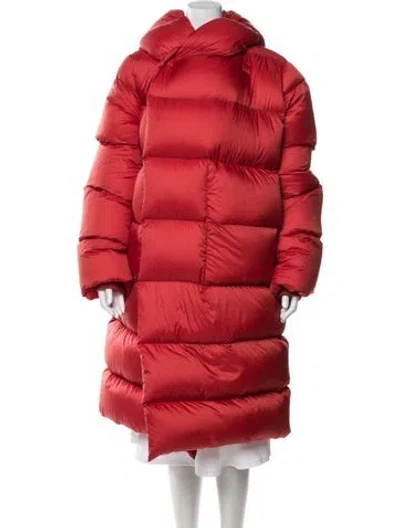 Pre-owned Rick Owens Nylon Down Jacket In Red