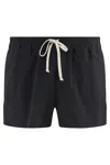 Rick Owens Elastic Waistband Swim Trunks In Black