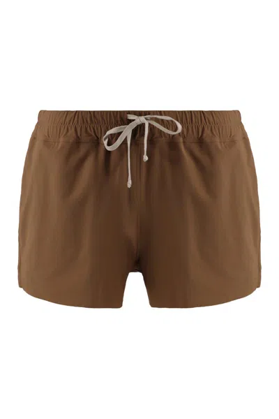 Rick Owens Nylon Swim Shorts In Brown