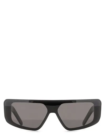 Rick Owens Owens Bold Rectangular Acetate Sunglasses In Black