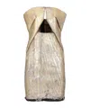 Rick Owens Mini Dress With Cut-out Detailing And Metallic Finish In Gold