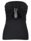 Rick Owens Off-the-shoulder Black Prong Bustier Top With Draping In Black