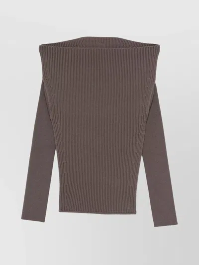 RICK OWENS OFF-THE-SHOULDER KNITWEAR FRONT SLIT
