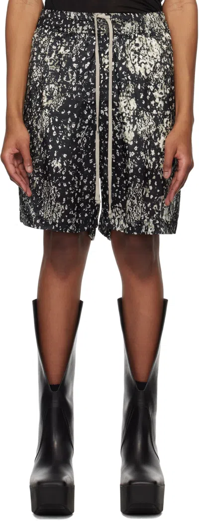 Rick Owens Off-white & Black Hollywood Boxers Shorts In 0908 Black/pearl