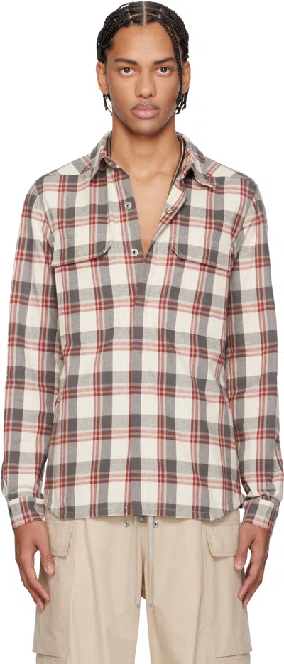 Rick Owens Plaid Flannel Shirt In Neutral