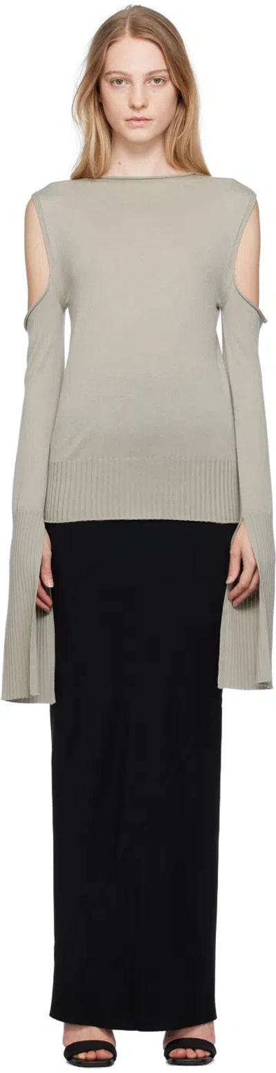 Rick Owens Off-white Cape Sleeve Sweater In 08 Pearl