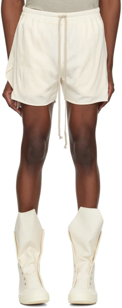 Rick Owens Off-white Champion Edition Dolphin Shorts In 21 Natural