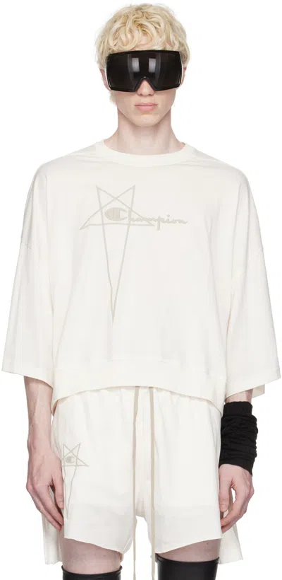 Rick Owens Off-white Champion Edition Tommy T-shirt In 11 Milk