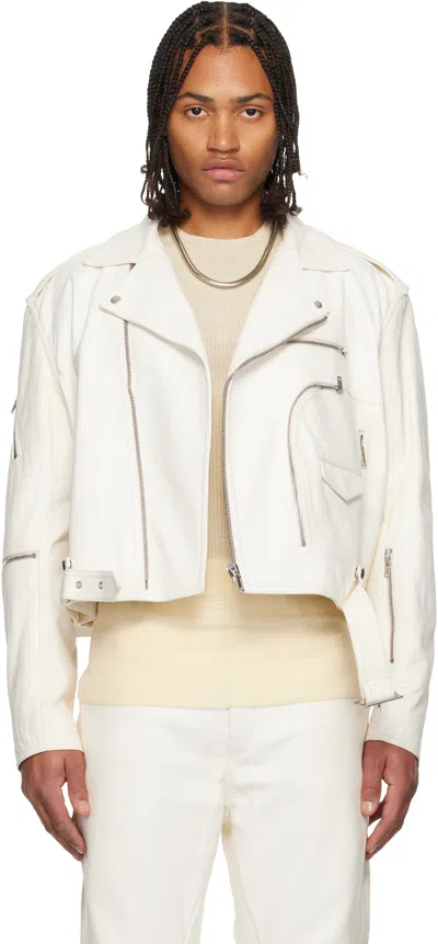 Rick Owens Off-white Concordians Cropped Jumbo Bauhaus Stooges Leather Jacket